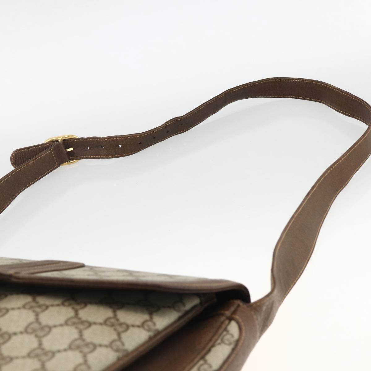 GUCCI GG Supreme Shoulder Bag PVC Gold Beige Auth ka3088