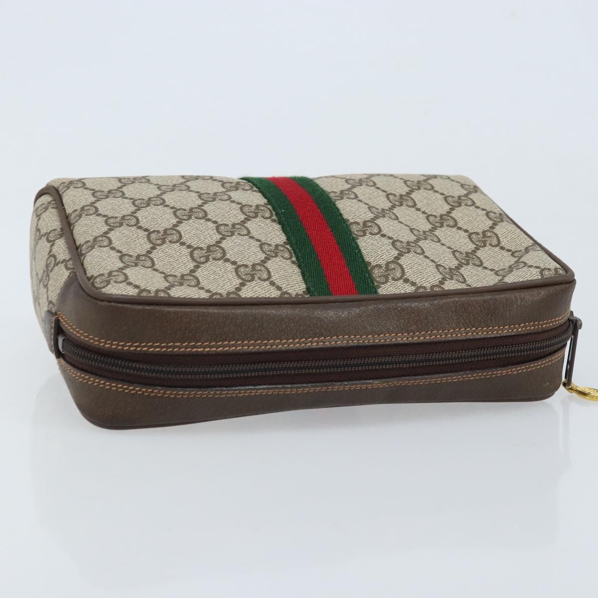GUCCI GG Supreme Web Sherry Line Bag PVC Beige Gold 98 30 014 3553 Auth ka3094