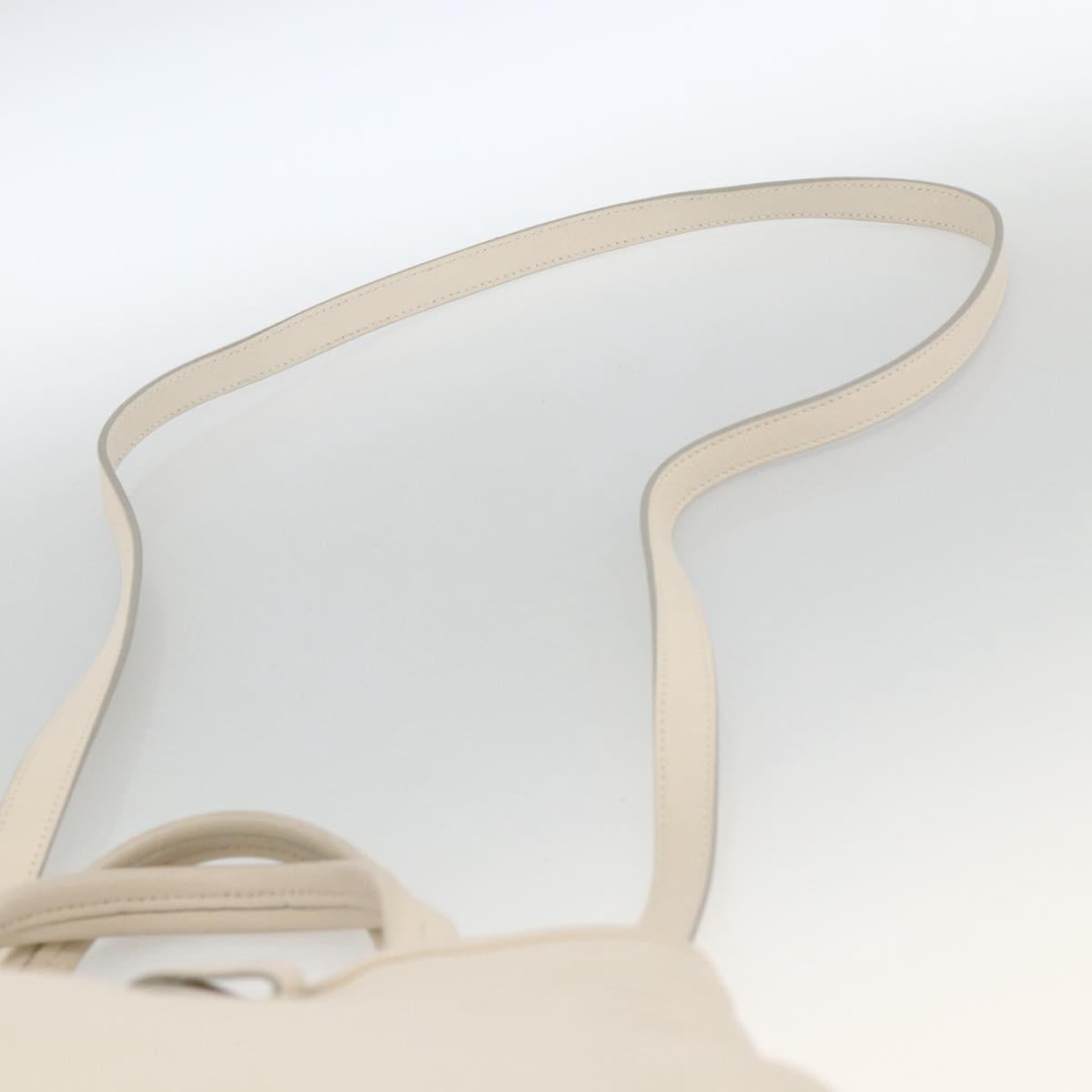 Salvatore Ferragamo Hand Bag Leather 2way White Silver Auth ka3096A