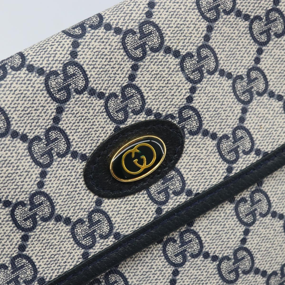 GUCCI GG Supreme Pouch PVC Navy Gold 68 039 4494 Auth ka3098