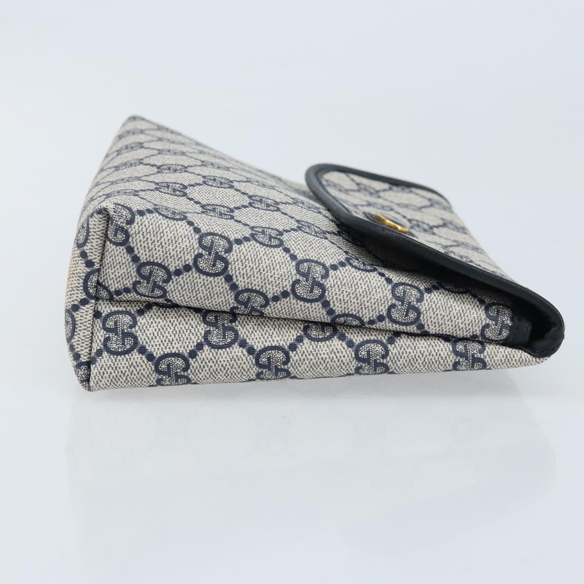GUCCI GG Supreme Pouch PVC Navy Gold 68 039 4494 Auth ka3098