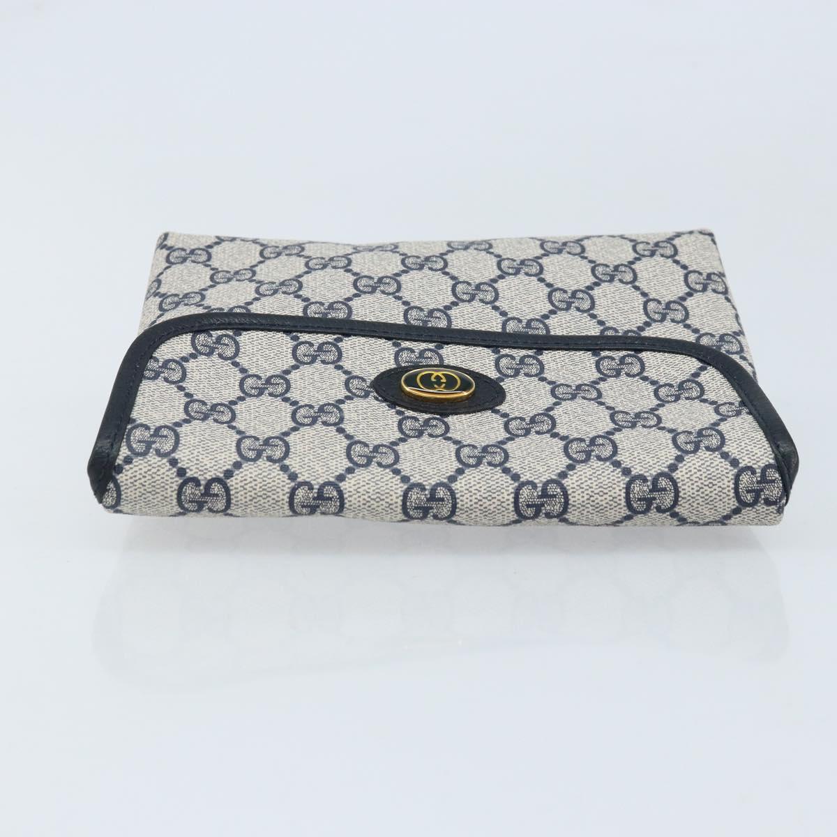 GUCCI GG Supreme Pouch PVC Navy Gold 68 039 4494 Auth ka3098
