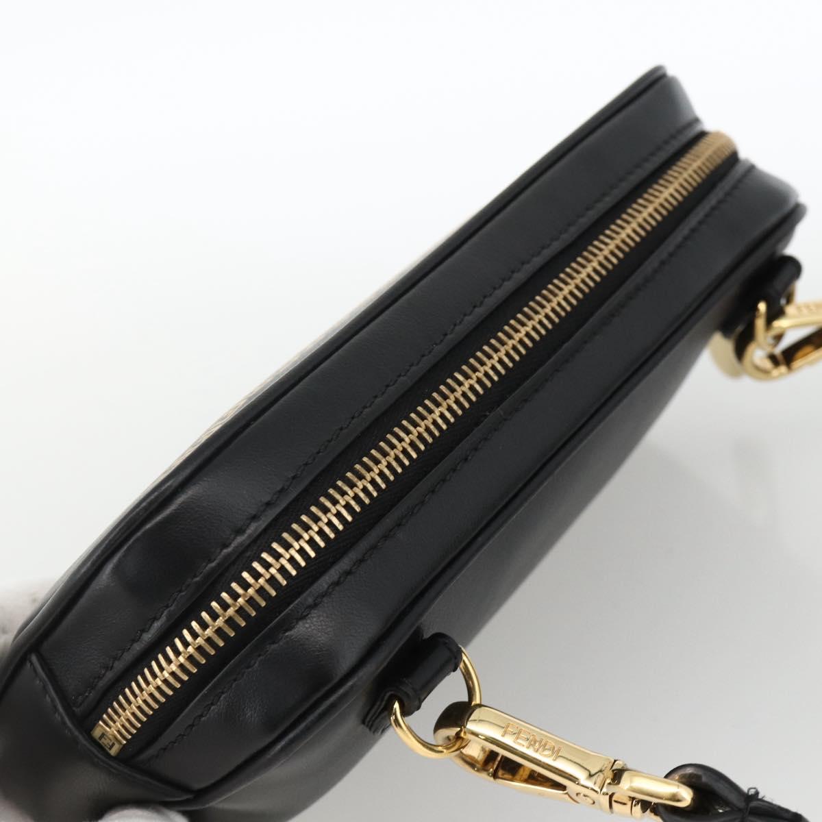 FENDI Versace collaboration Shoulder Bag Leather Black Gold Auth ka3101V