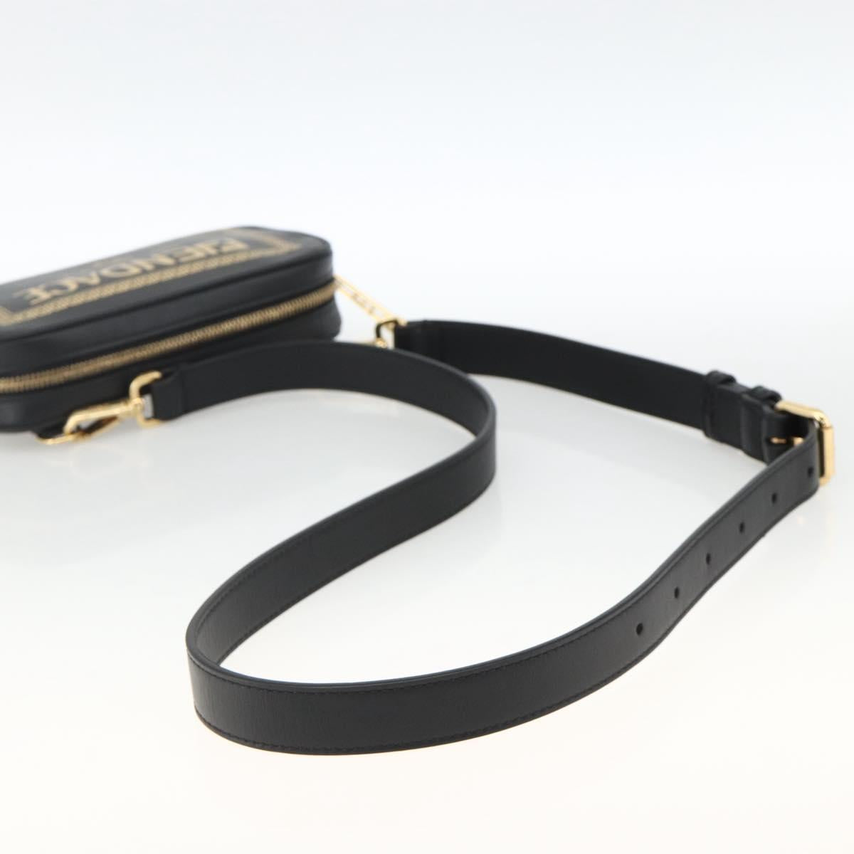 FENDI Versace collaboration Shoulder Bag Leather Black Gold Auth ka3101V