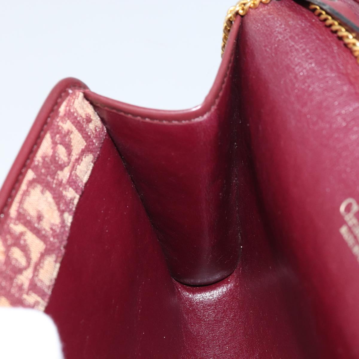 Christian Dior Trotter Canvas Chain Shoulder Bag Red Gold Auth ka3104