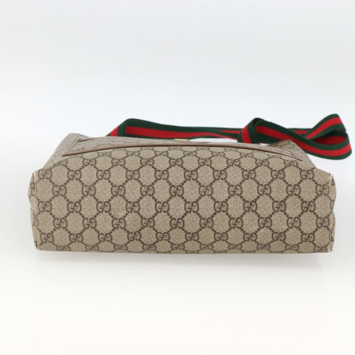 GUCCI GG Supreme Web Sherry Line Tote Bag PVC Beige Red Auth ka3106