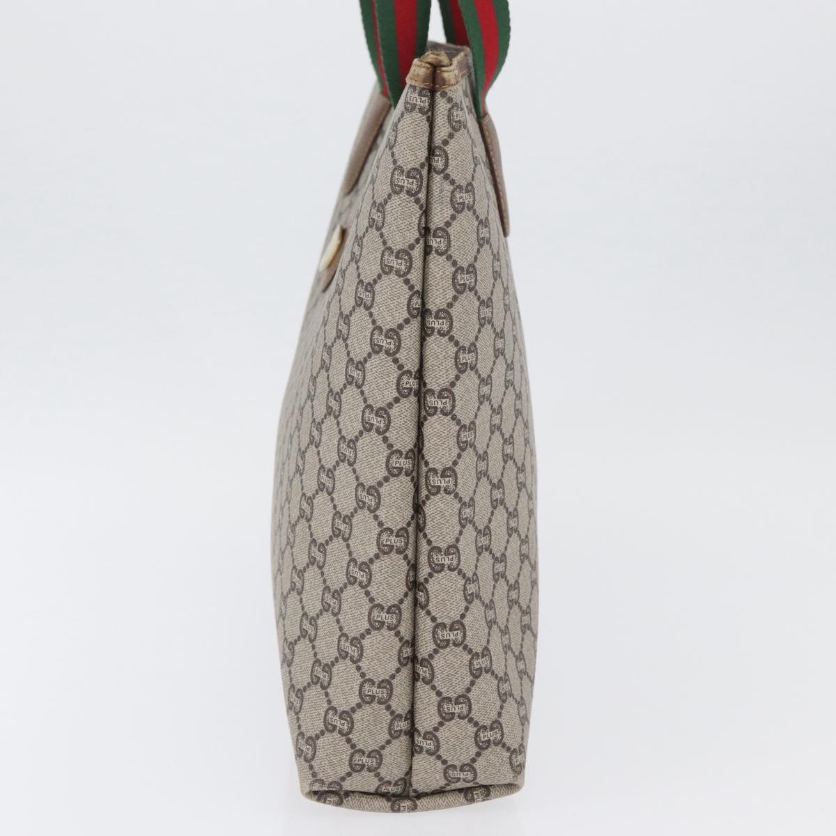 GUCCI GG Plus Supreme Web Sherry Line Tote Bag PVC Beige Red Auth ka3107
