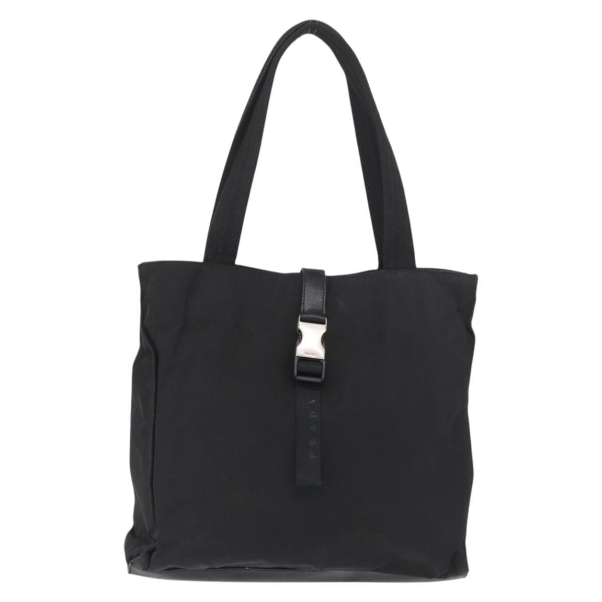 PRADA Tote Bag Nylon Black Silver Auth ka3110