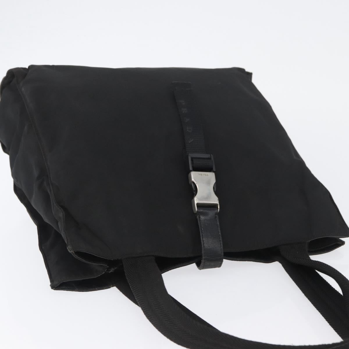 PRADA Tote Bag Nylon Black Silver Auth ka3110