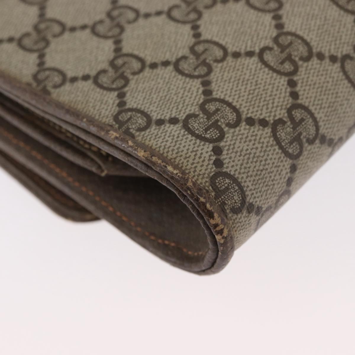 GUCCI GG Supreme Shoulder Bag PVC Beige Gold Auth ka3113