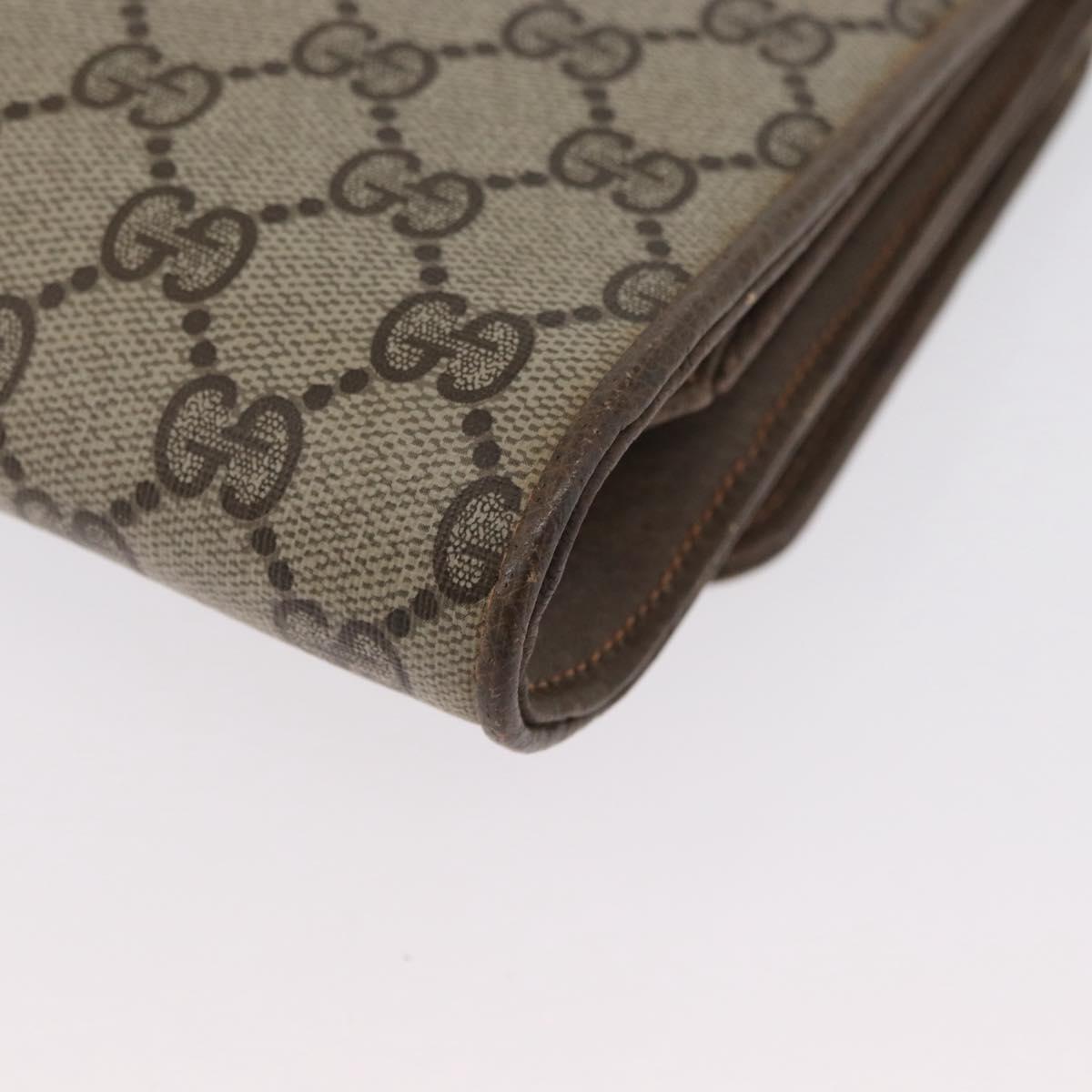 GUCCI GG Supreme Shoulder Bag PVC Beige Gold Auth ka3113