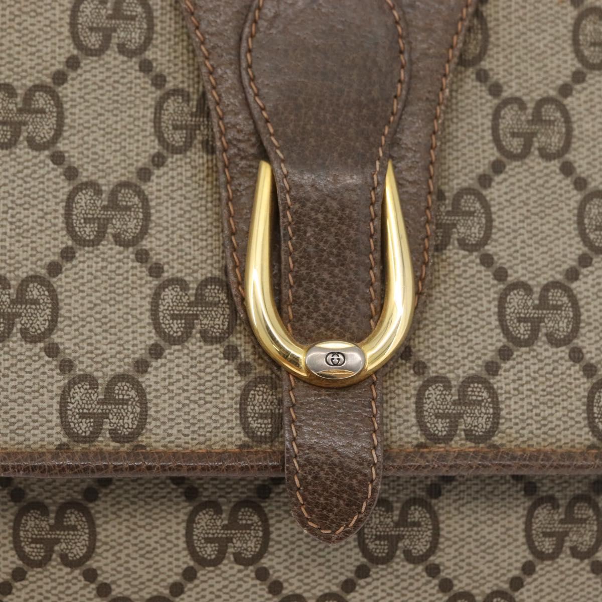 GUCCI GG Supreme Shoulder Bag PVC Beige Gold Auth ka3113