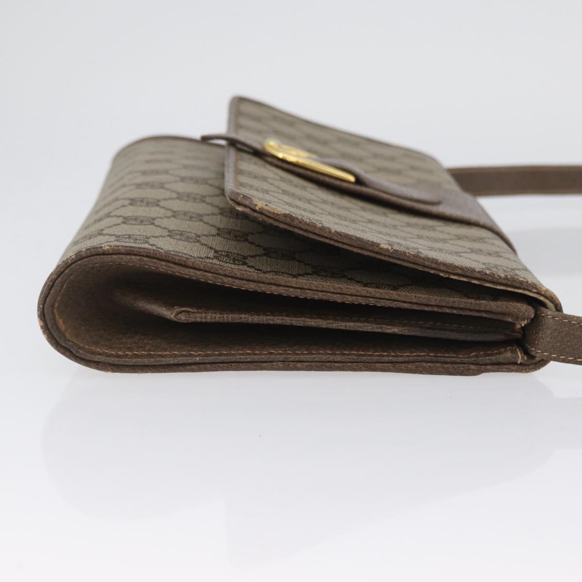 GUCCI GG Supreme Shoulder Bag PVC Beige Gold Auth ka3113