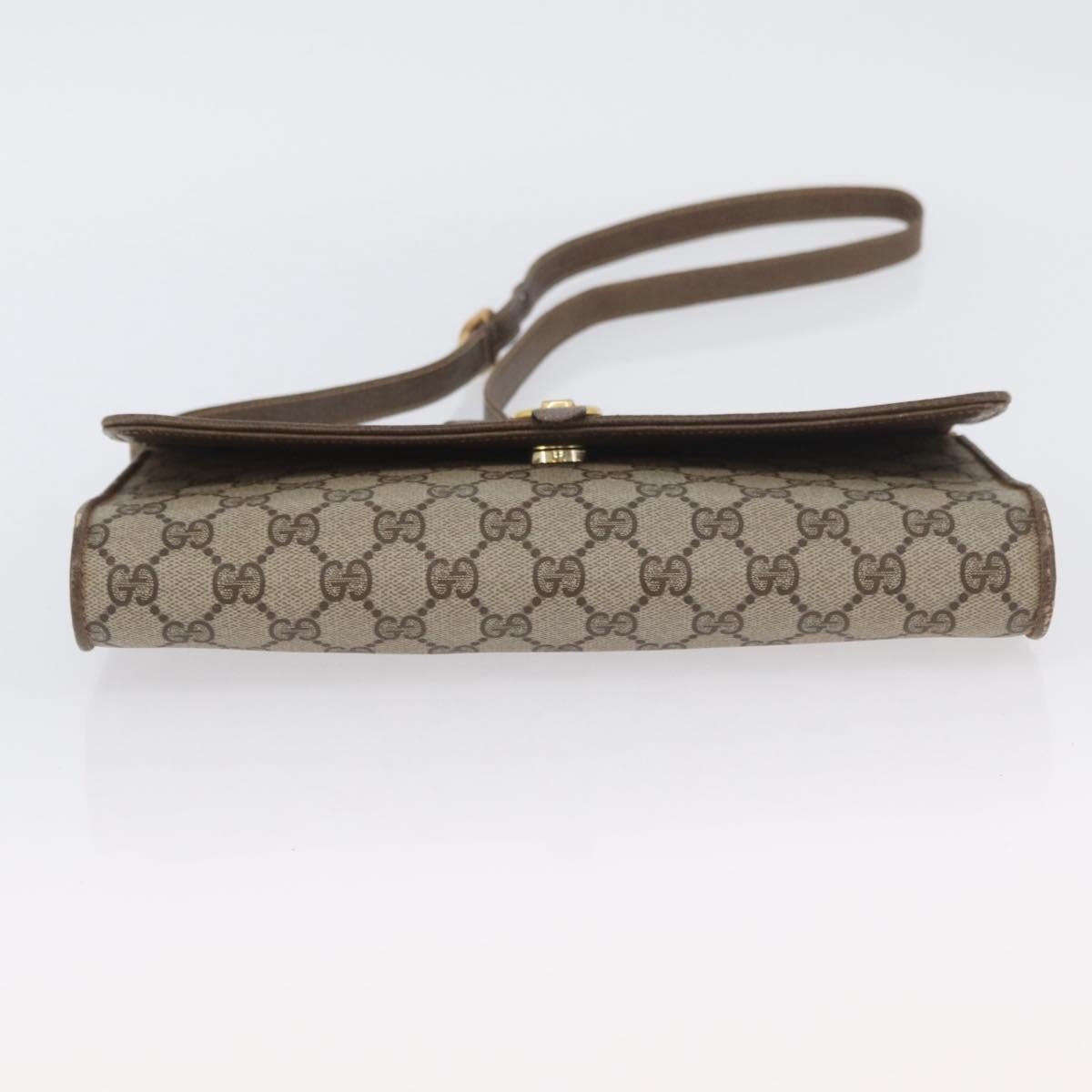 GUCCI GG Supreme Shoulder Bag PVC Beige Gold Auth ka3113