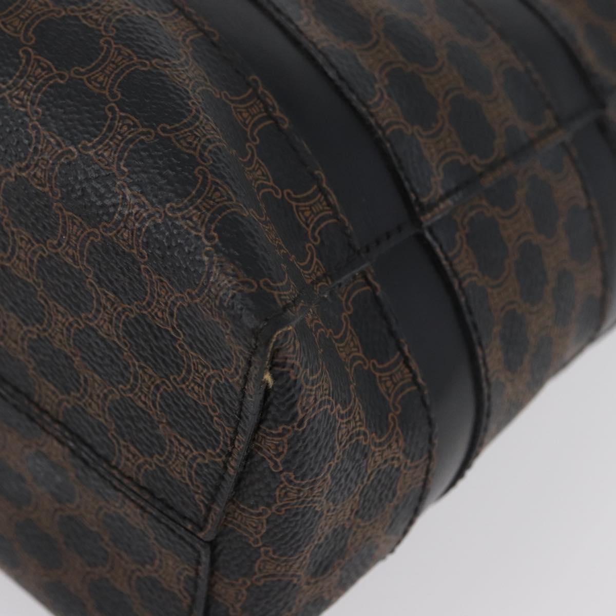 CELINE Macadam Canvas Hand Bag PVC Leather Black Gold Auth ka3121