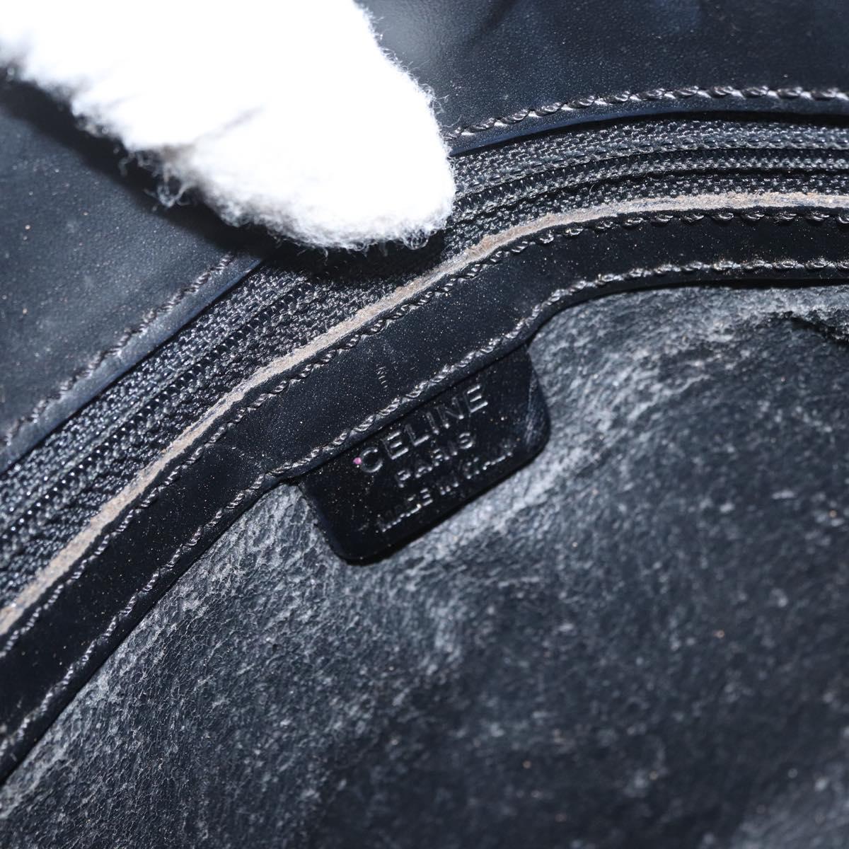 CELINE Macadam Canvas Hand Bag PVC Leather Black Gold Auth ka3121