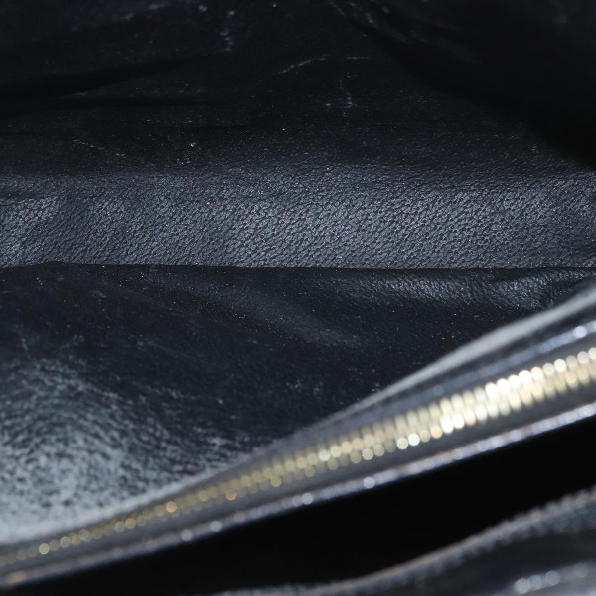 CELINE Macadam Canvas Hand Bag PVC Leather Black Gold Auth ka3121