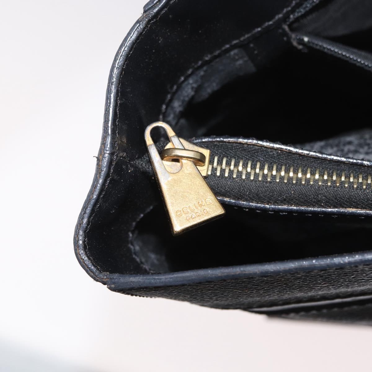 CELINE Macadam Canvas Hand Bag PVC Leather Black Gold Auth ka3121