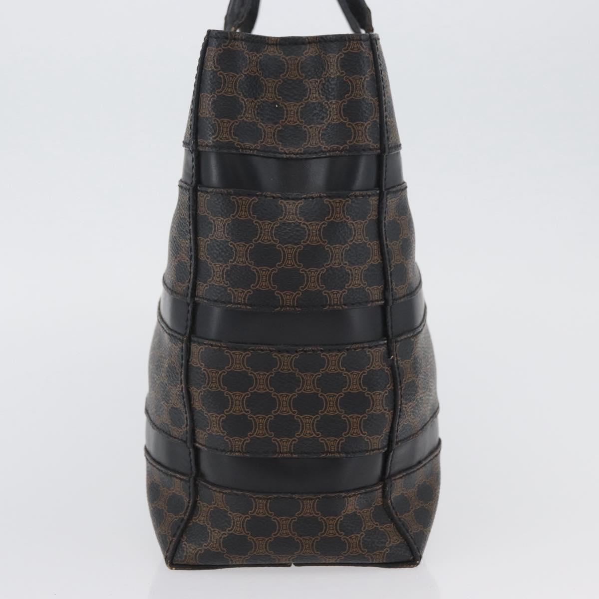 CELINE Macadam Canvas Hand Bag PVC Leather Black Gold Auth ka3121