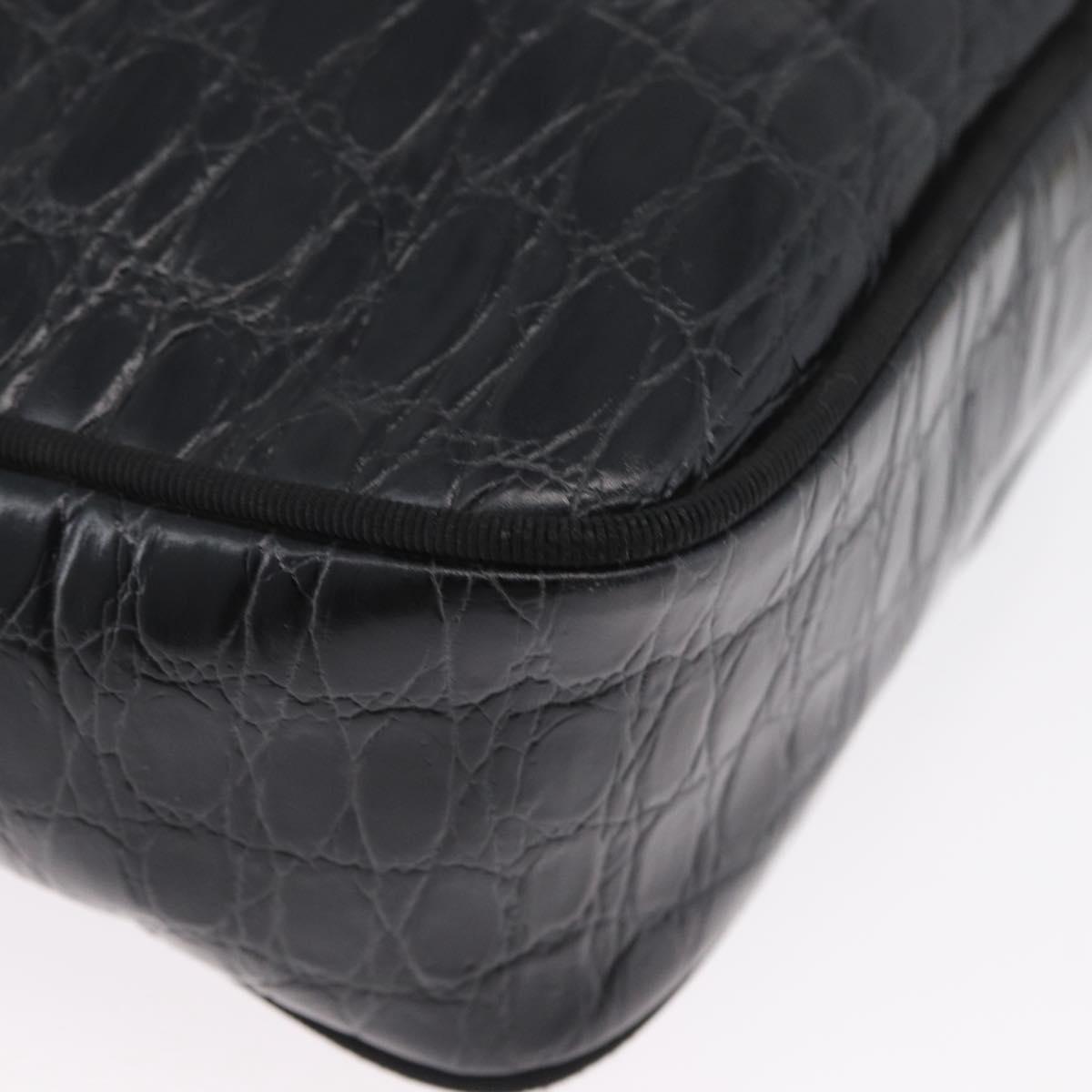 Salvatore Ferragamo Shoulder Bag Leather Black Gold Auth ka3122A