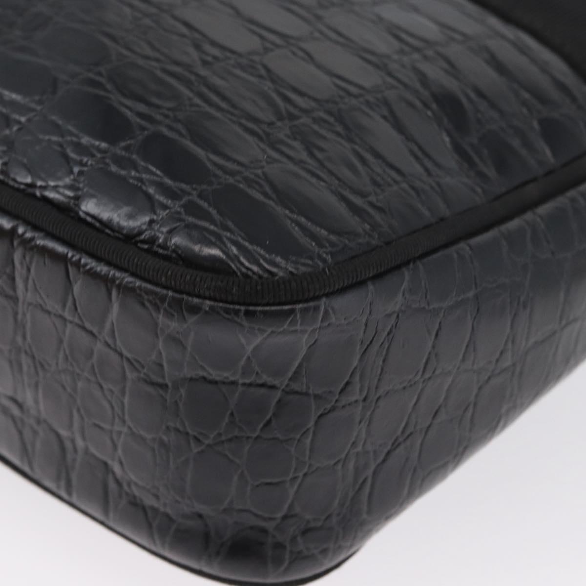 Salvatore Ferragamo Shoulder Bag Leather Black Gold Auth ka3122A