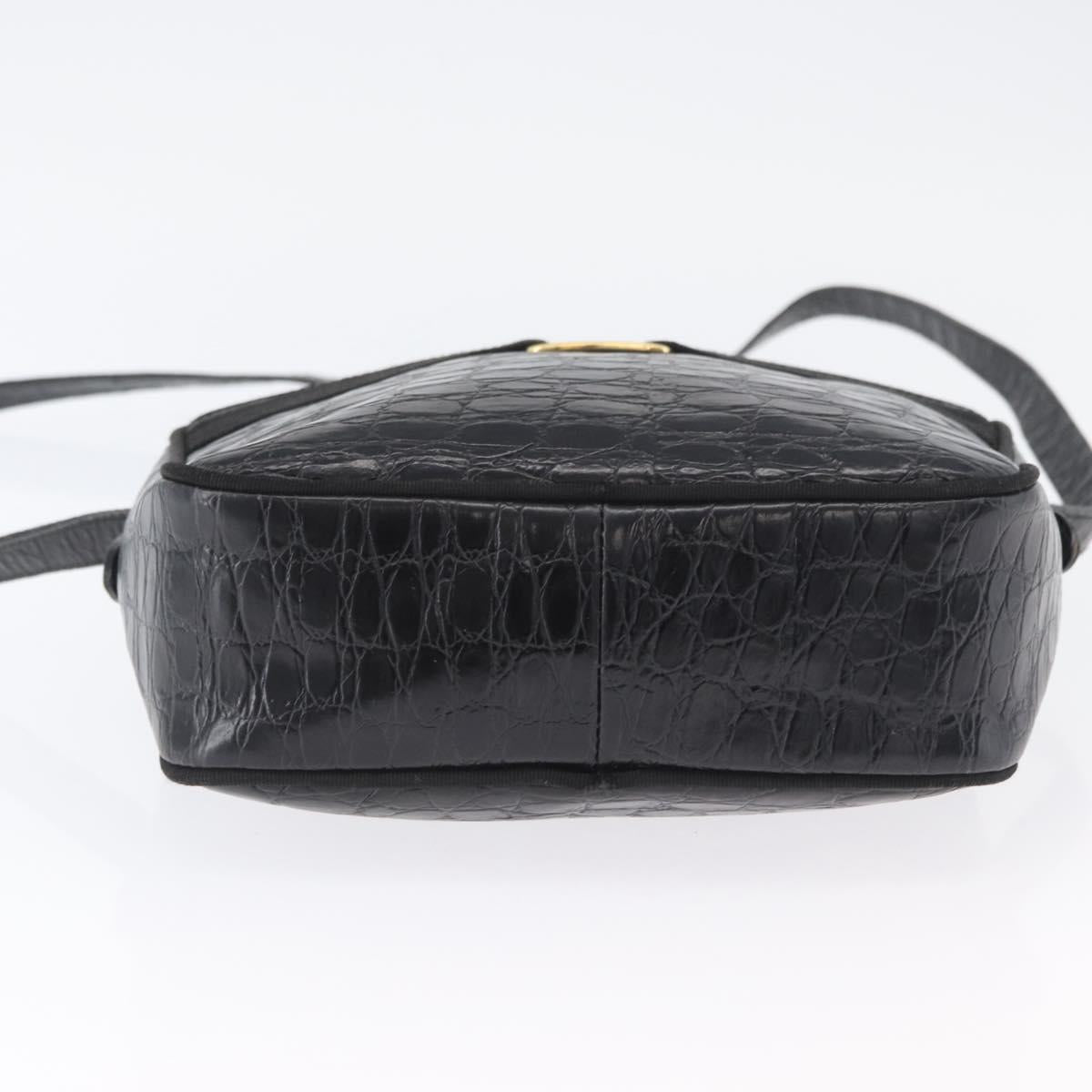 Salvatore Ferragamo Shoulder Bag Leather Black Gold Auth ka3122A