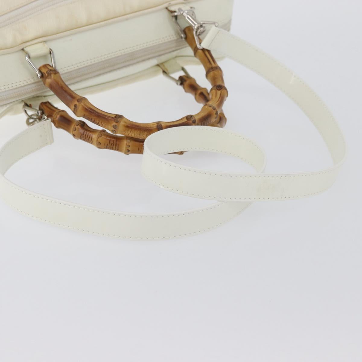 GUCCI Hand Bag Nylon 2way Silver White 000 2040 0538 Auth ka3126