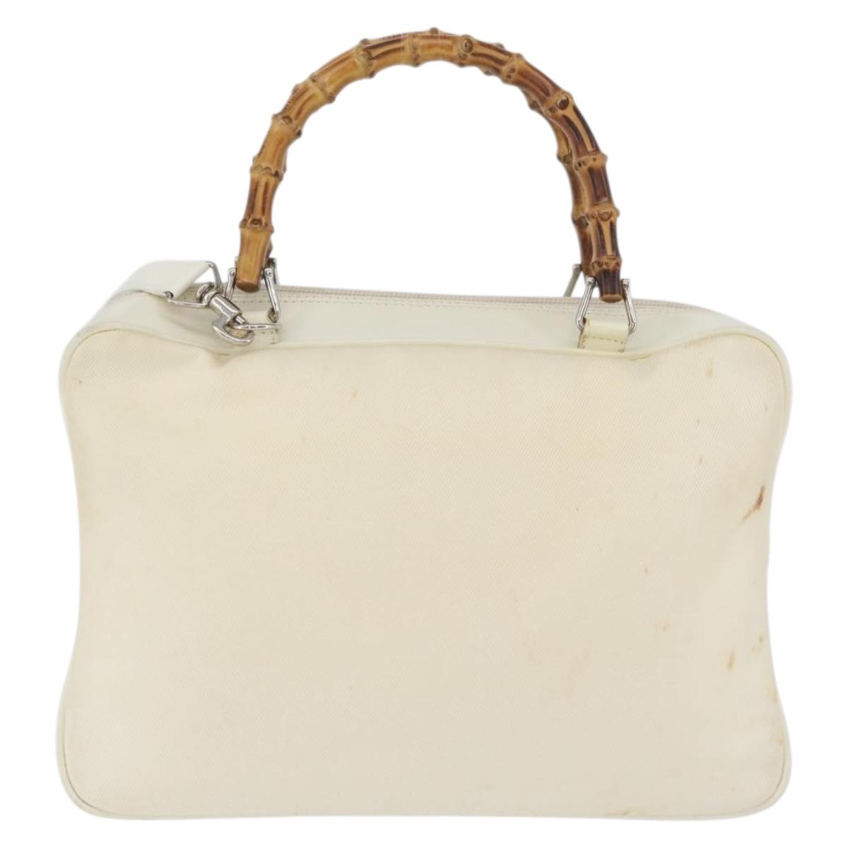 GUCCI Hand Bag Nylon 2way Silver White 000 2040 0538 Auth ka3126