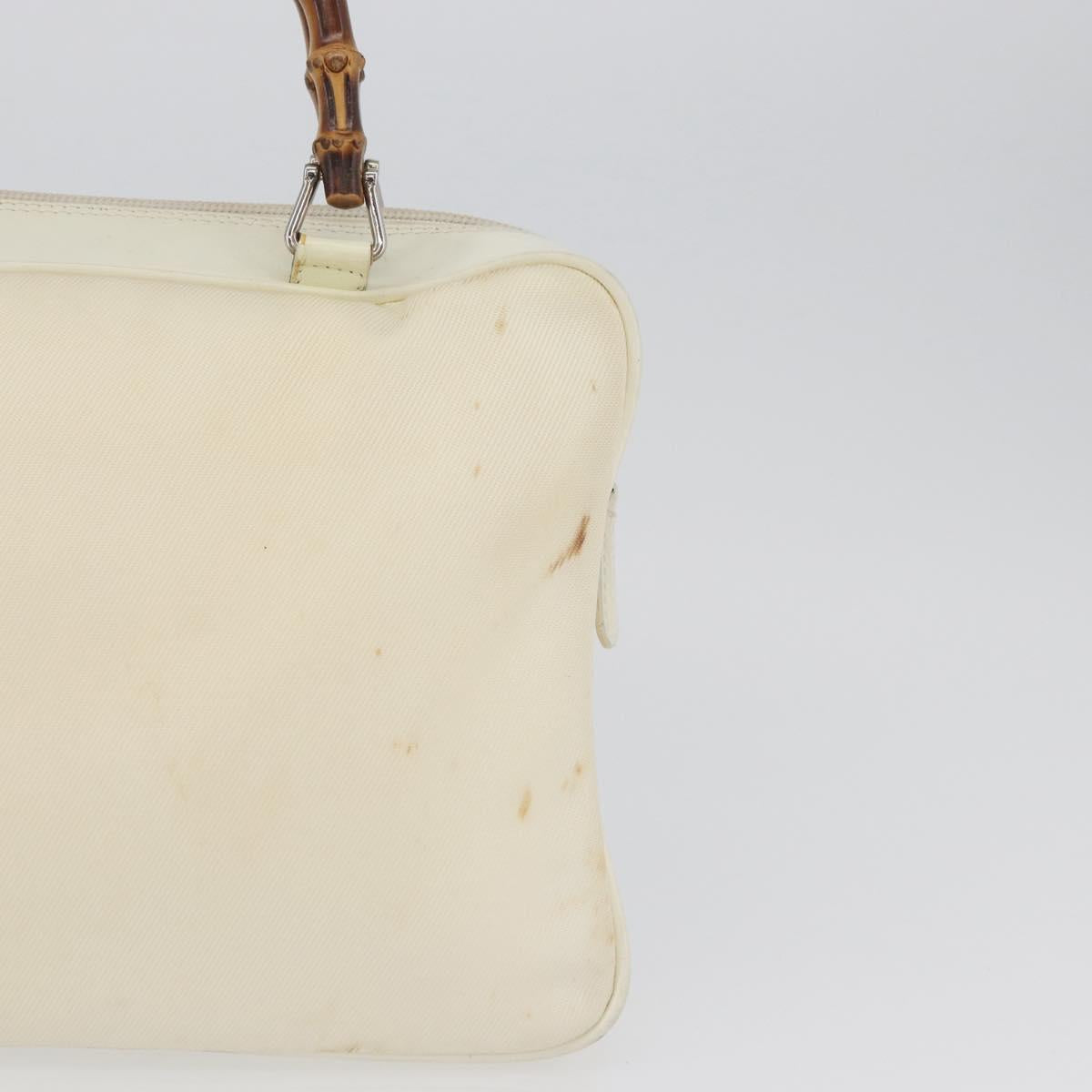 GUCCI Hand Bag Nylon 2way Silver White 000 2040 0538 Auth ka3126