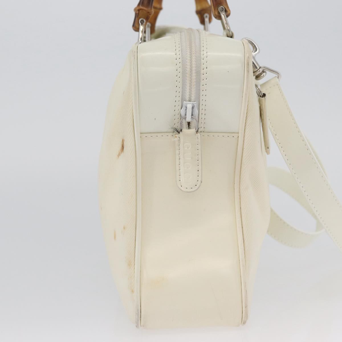 GUCCI Hand Bag Nylon 2way Silver White 000 2040 0538 Auth ka3126