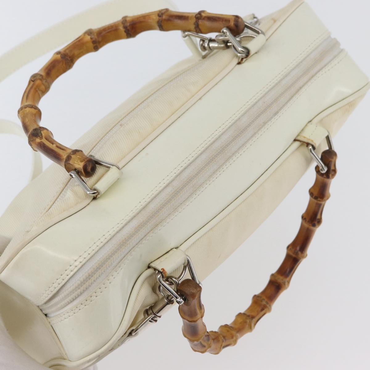GUCCI Hand Bag Nylon 2way Silver White 000 2040 0538 Auth ka3126