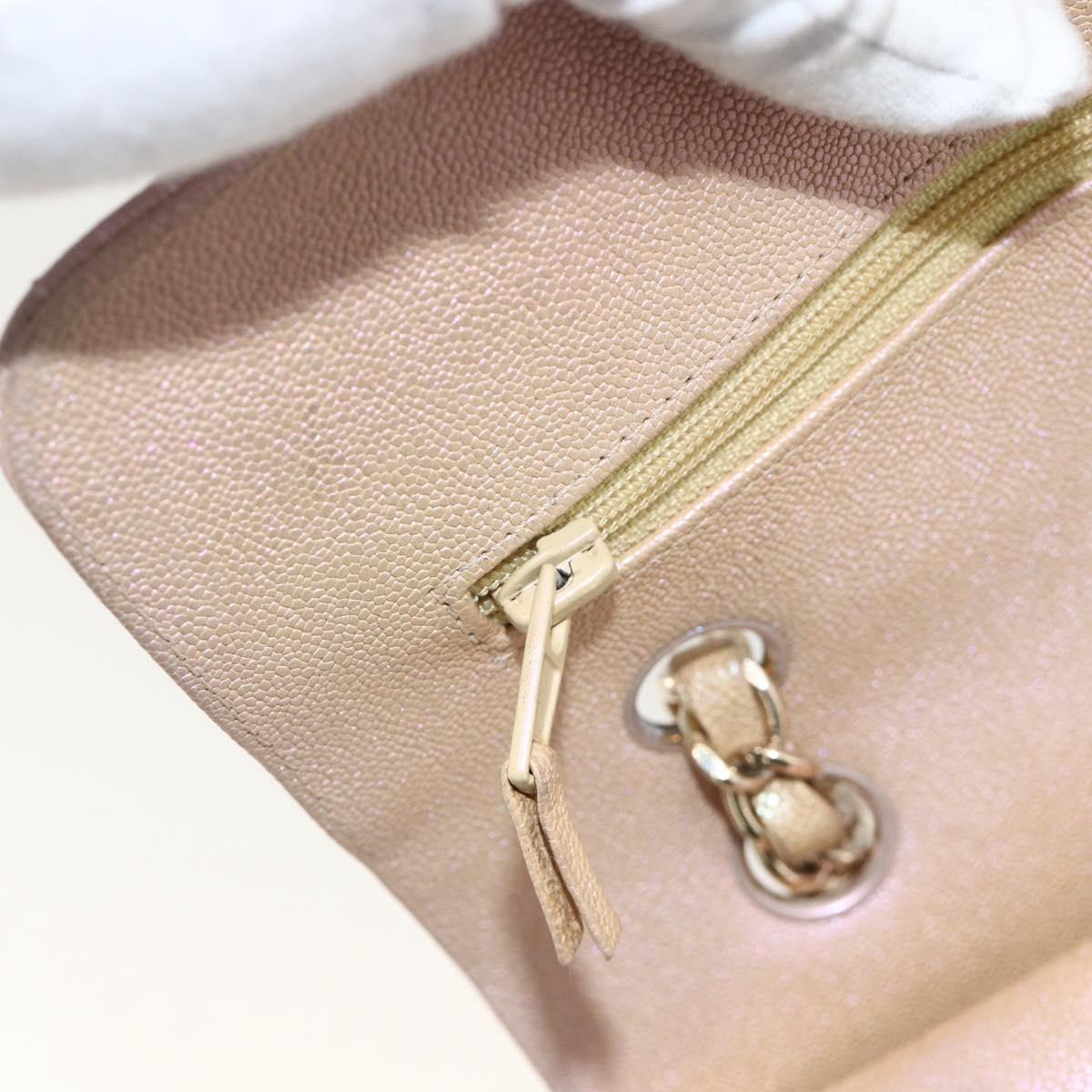CHANEL Chain Matelasse Shoulder Bag Caviar Skin Pink Gold CC Auth ka3129SAV