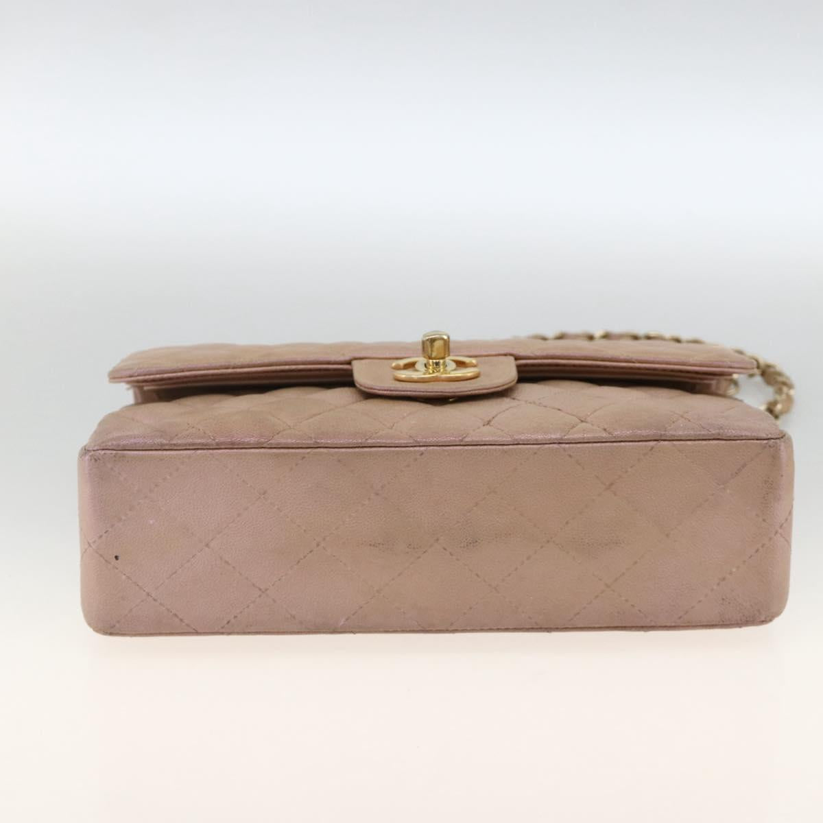 CHANEL Chain Matelasse Shoulder Bag Caviar Skin Pink Gold CC Auth ka3129SAV