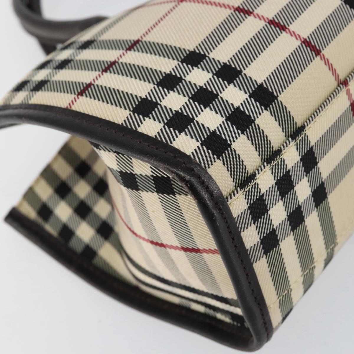 BURBERRY Nova Check Hand Bag Canvas Beige Silver Auth ka313