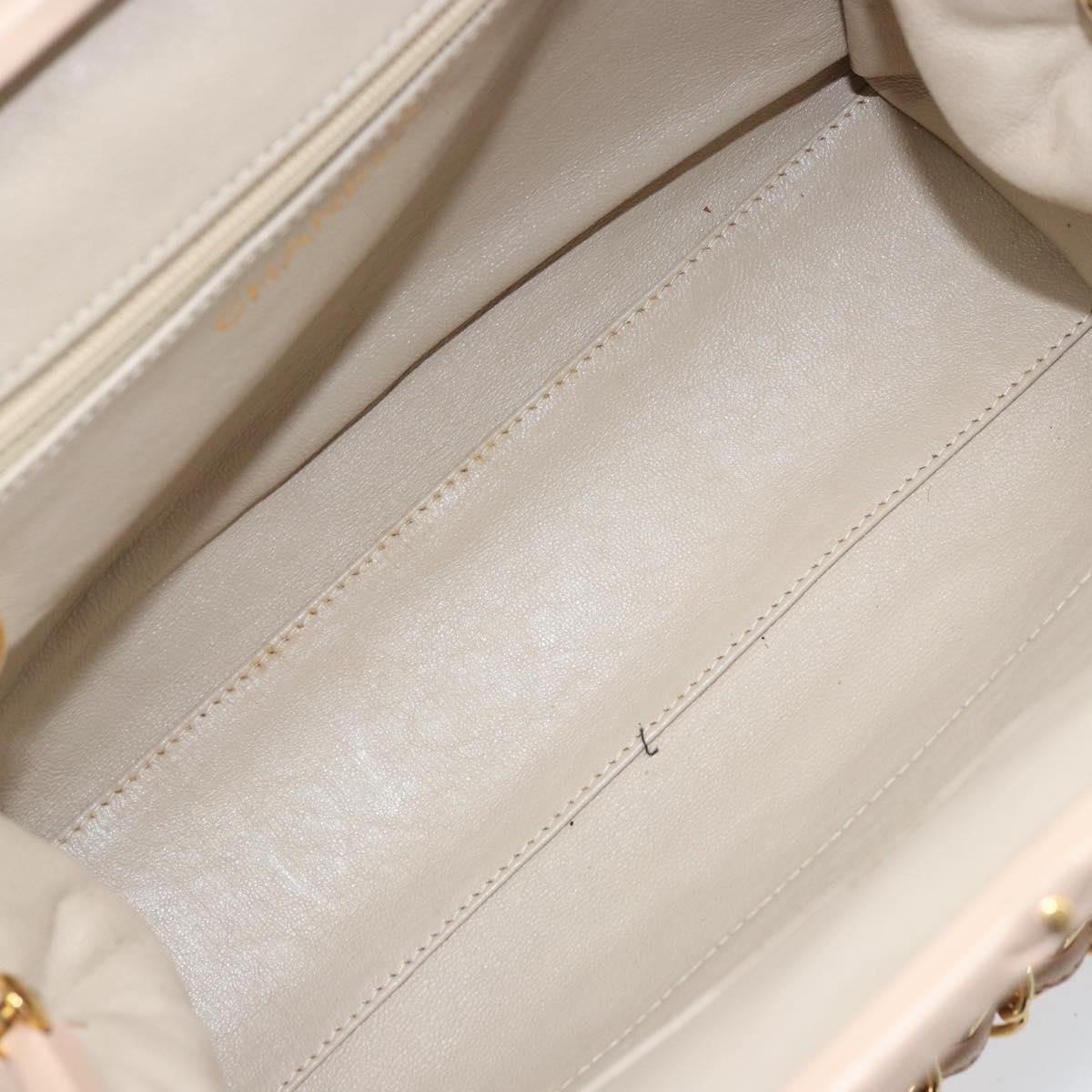 CHANEL Chain Matelasse Hand Bag Lamb Skin Pink Gold CC Auth ka3130SAV