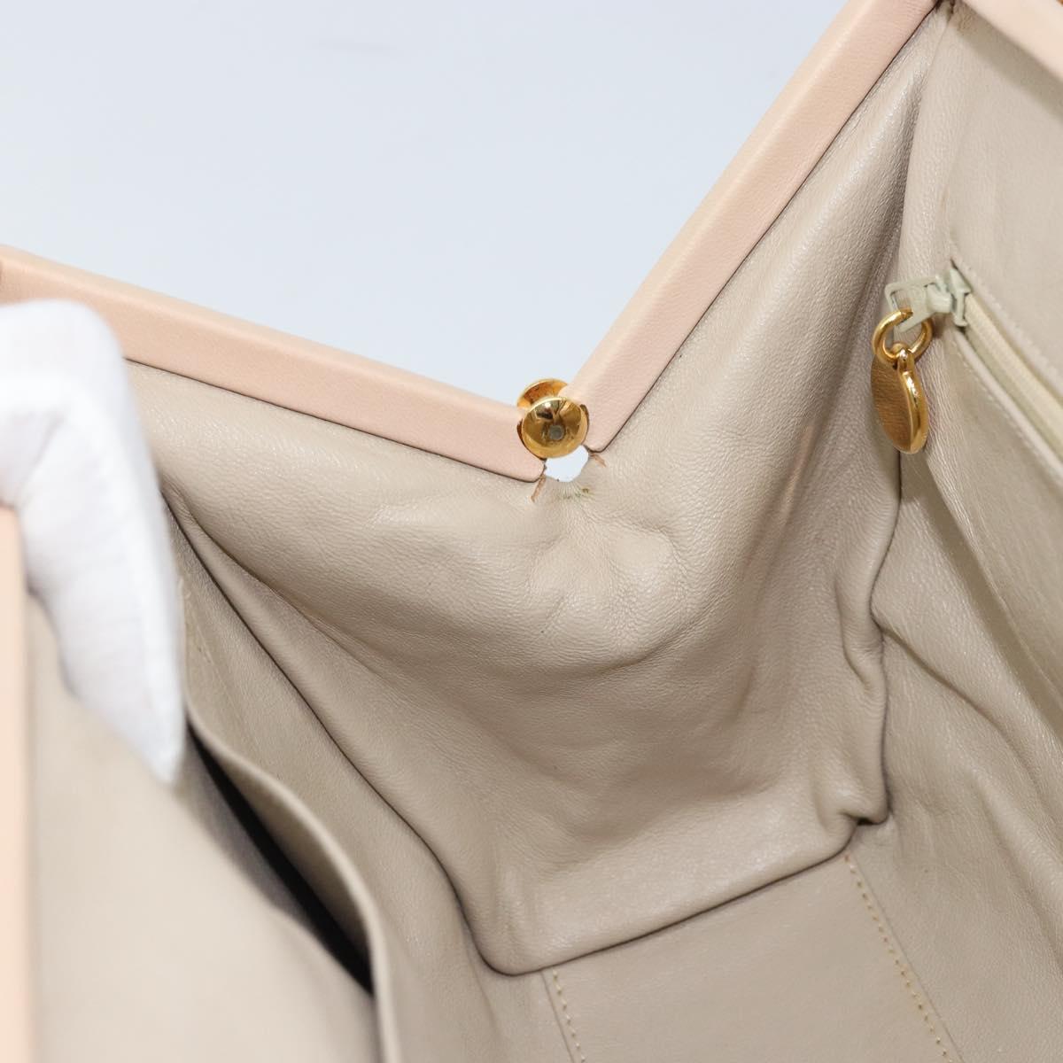 CHANEL Chain Matelasse Hand Bag Lamb Skin Pink Gold CC Auth ka3130SAV