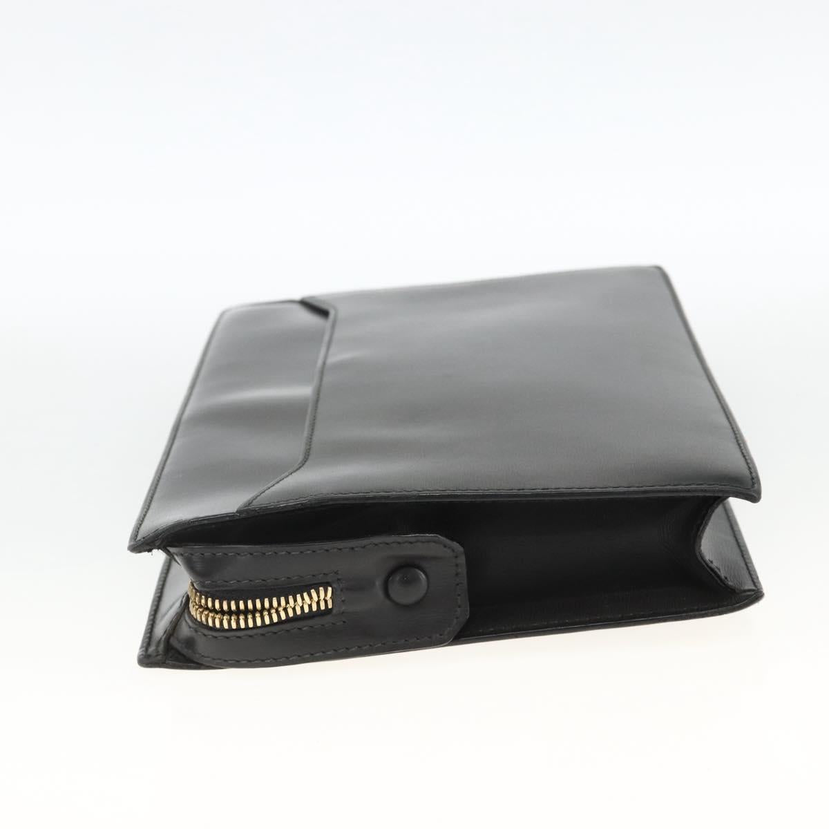 CELINE Cartier Clutch Bag Leather 3 Set Black Auth ka3131