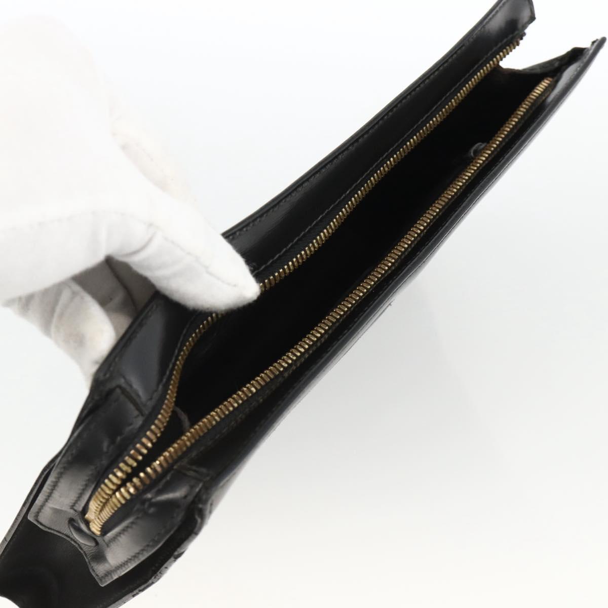 CELINE Cartier Clutch Bag Leather 3 Set Black Auth ka3131