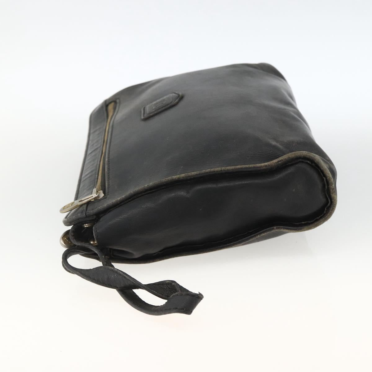 CELINE Cartier Clutch Bag Leather 3 Set Black Auth ka3131