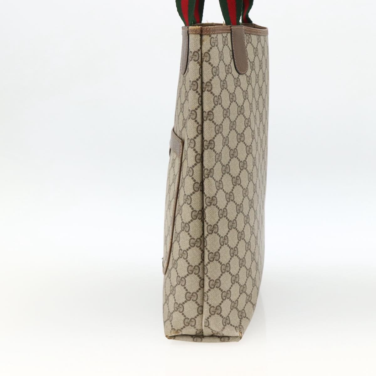 GUCCI GG Supreme Web Sherry Line Tote Bag PVC Beige Red 39 02 003 Auth ka3135