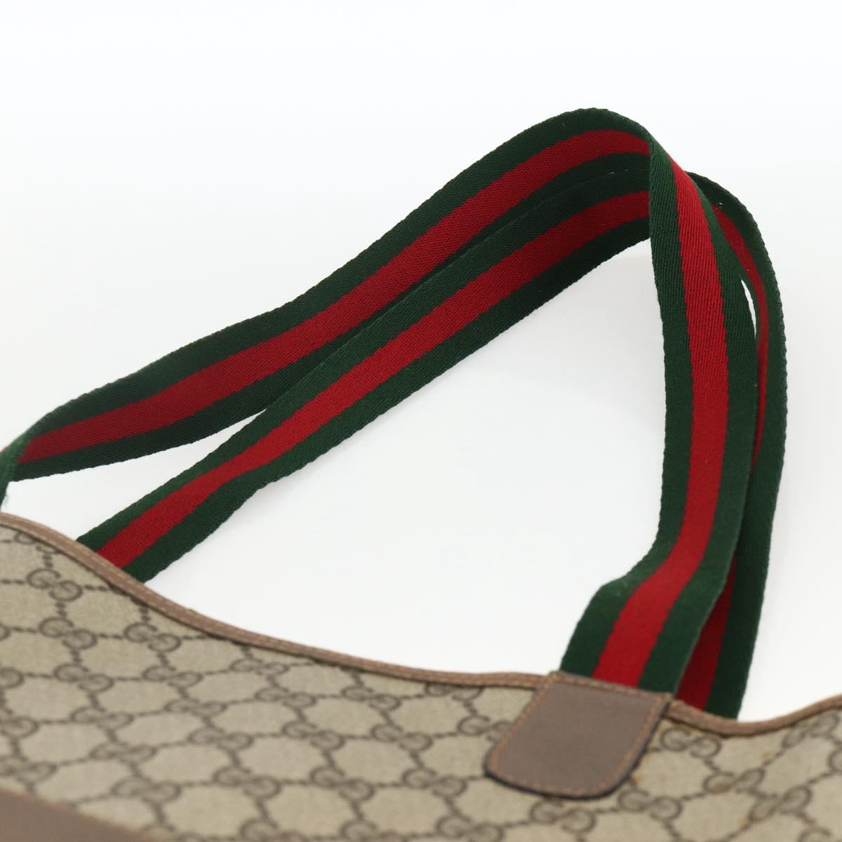 GUCCI GG Supreme Web Sherry Line Tote Bag PVC Beige Red 39 02 003 Auth ka3135