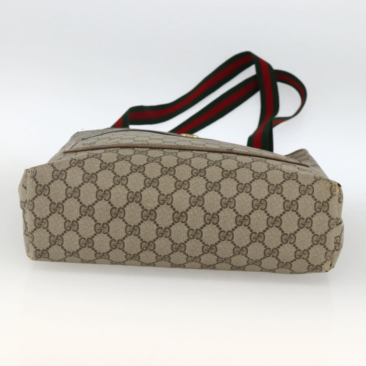 GUCCI GG Supreme Web Sherry Line Tote Bag PVC Beige Red 39 02 003 Auth ka3135