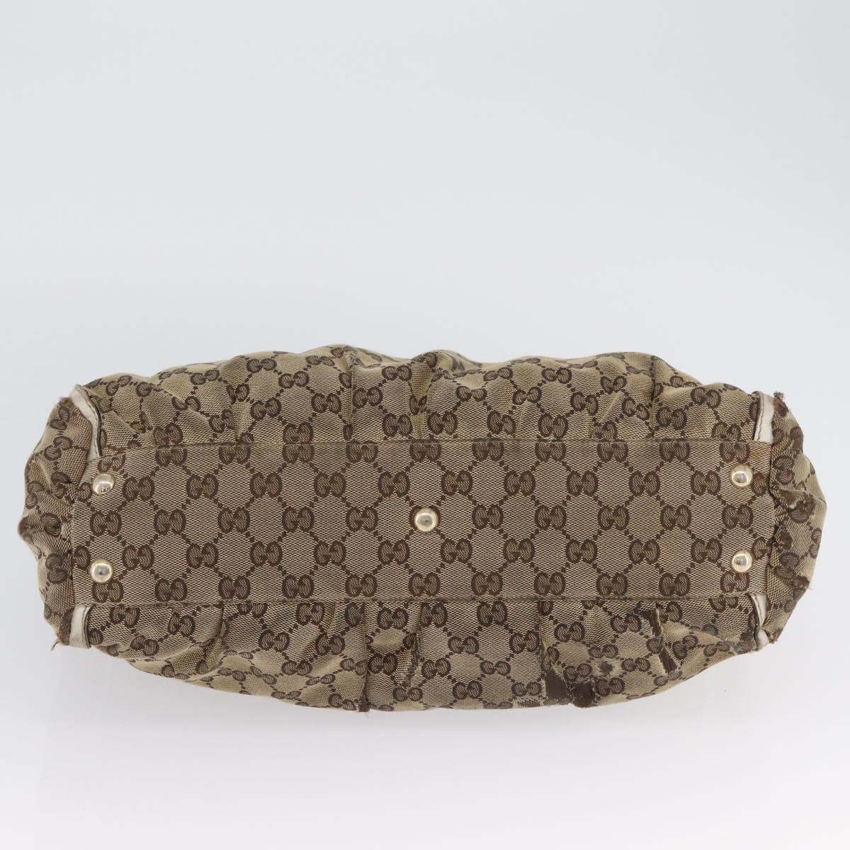 GUCCI GG Canvas Shoulder Bag Beige Gold 189831 Auth ka3136