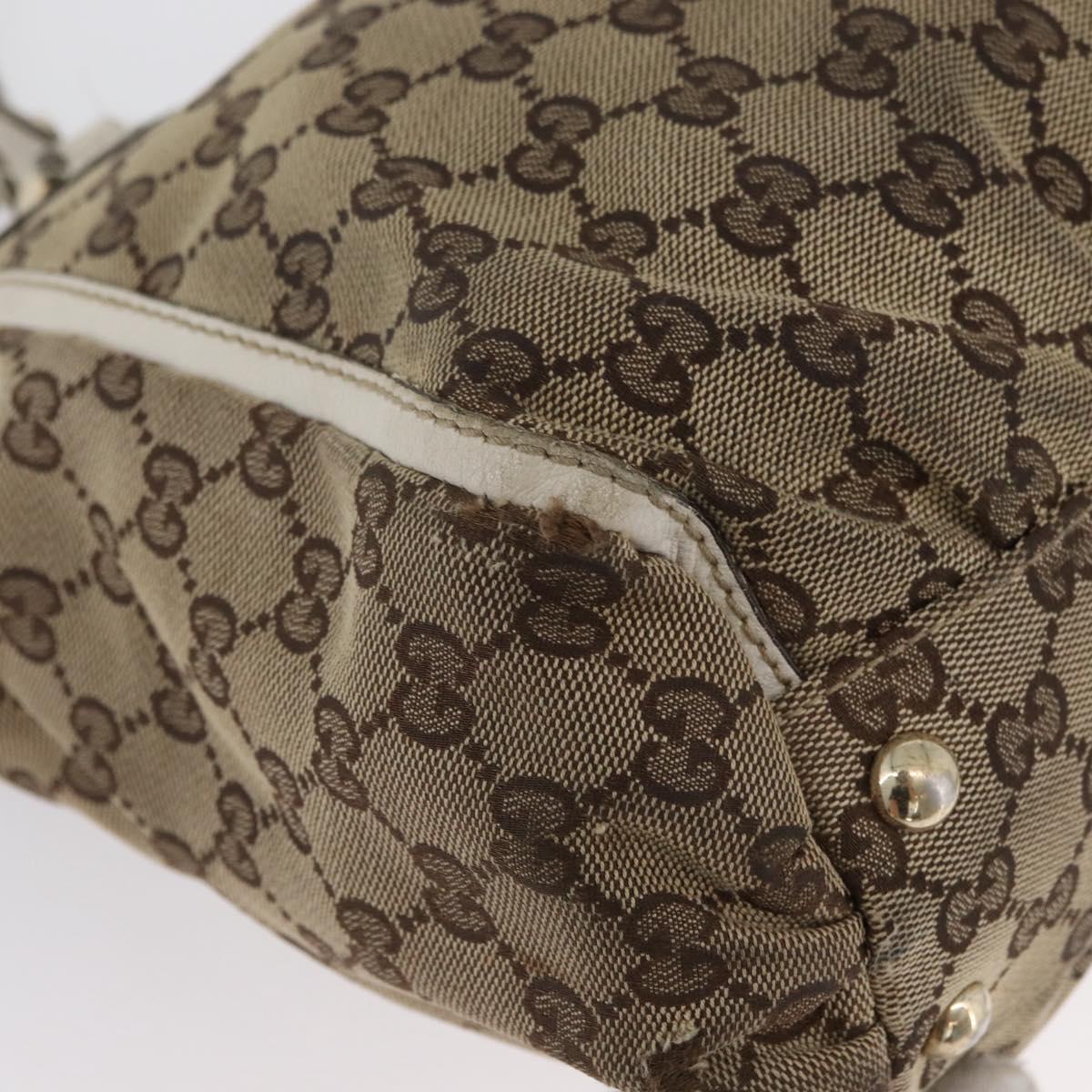 GUCCI GG Canvas Shoulder Bag Beige Gold 189831 Auth ka3136