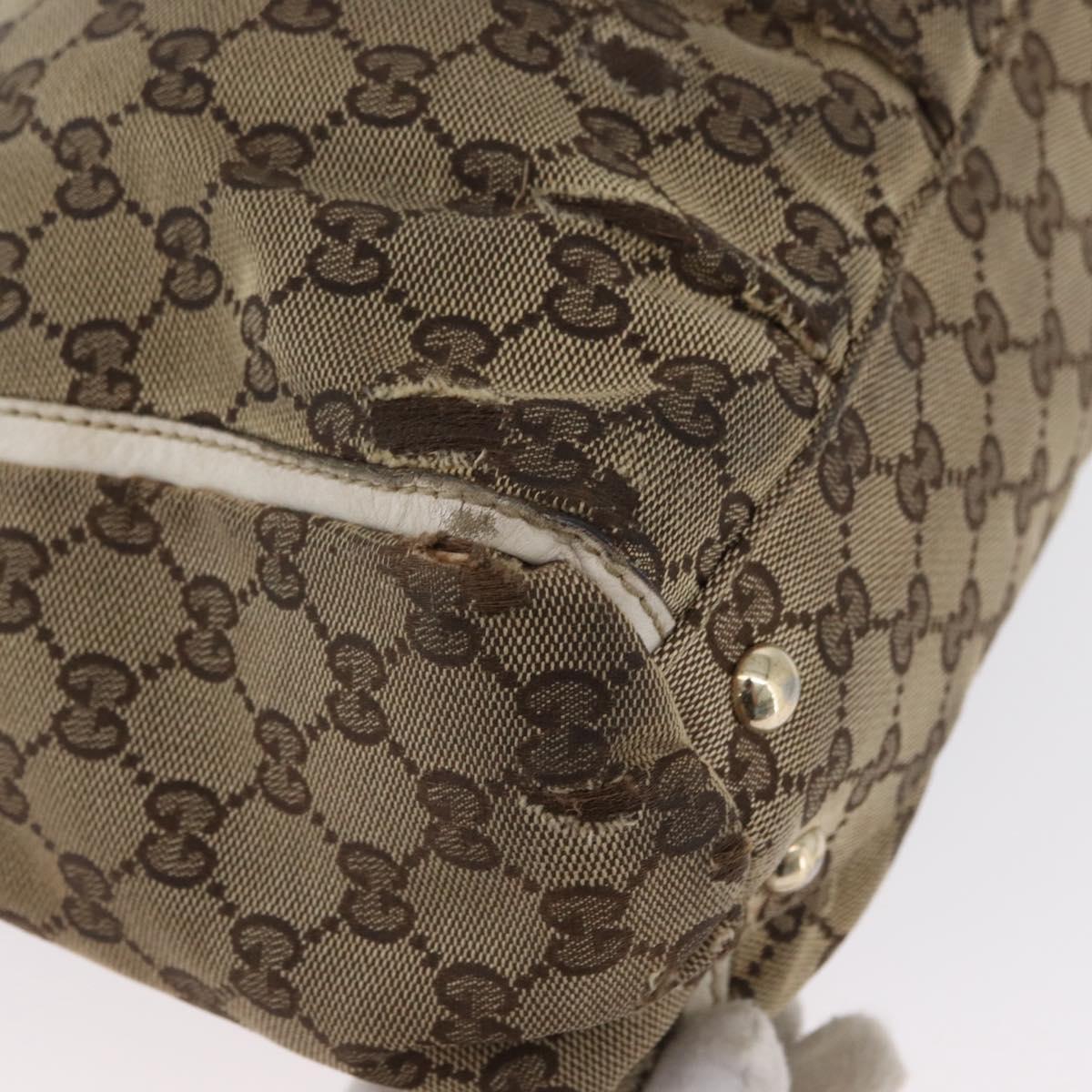 GUCCI GG Canvas Shoulder Bag Beige Gold 189831 Auth ka3136