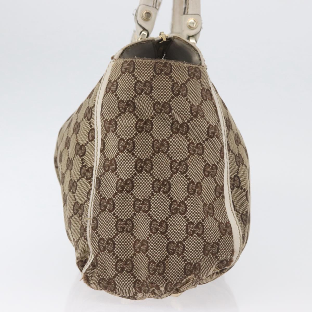 GUCCI GG Canvas Shoulder Bag Beige Gold 189831 Auth ka3136