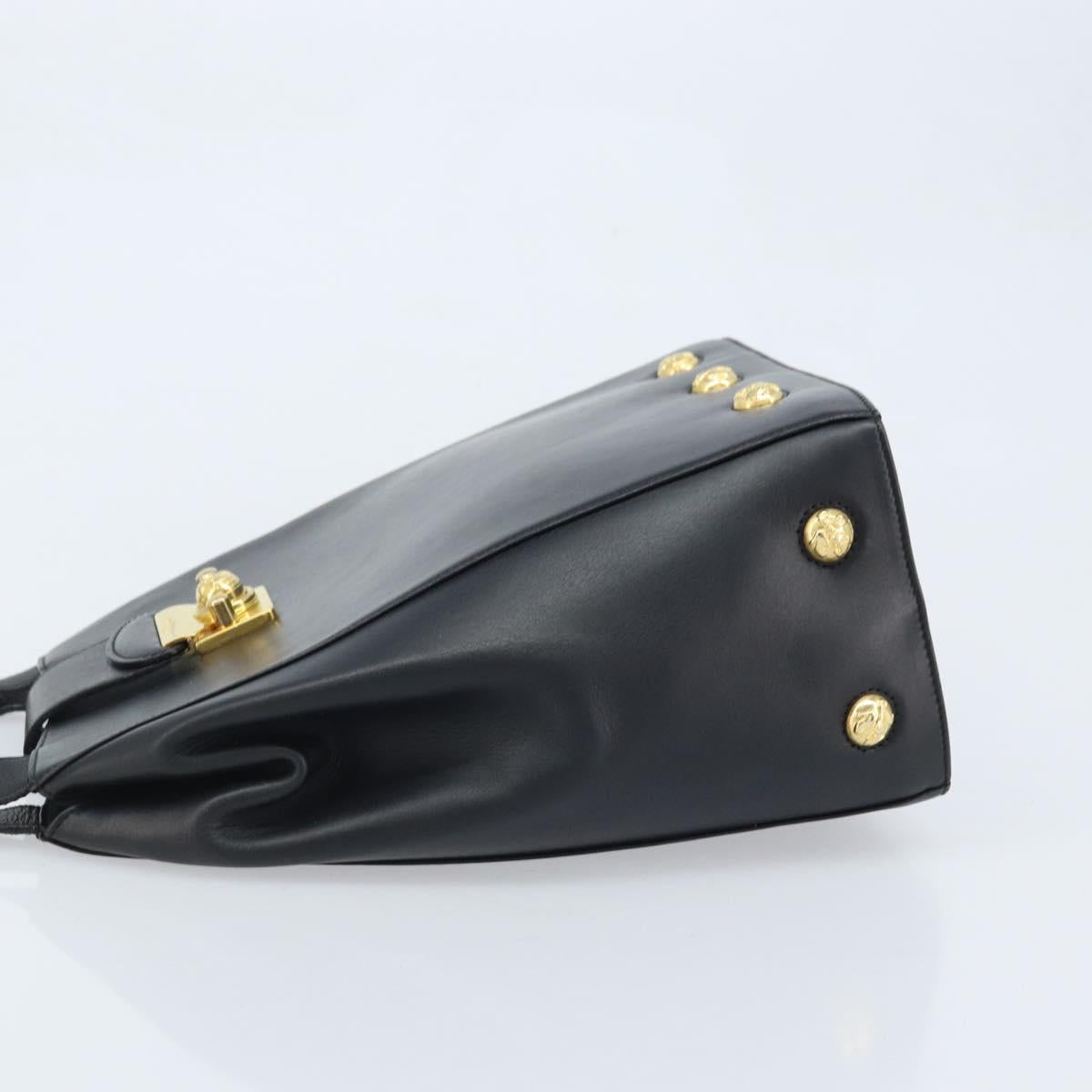 Salvatore Ferragamo Shoulder Bag Leather Black Gold Auth ka3137A