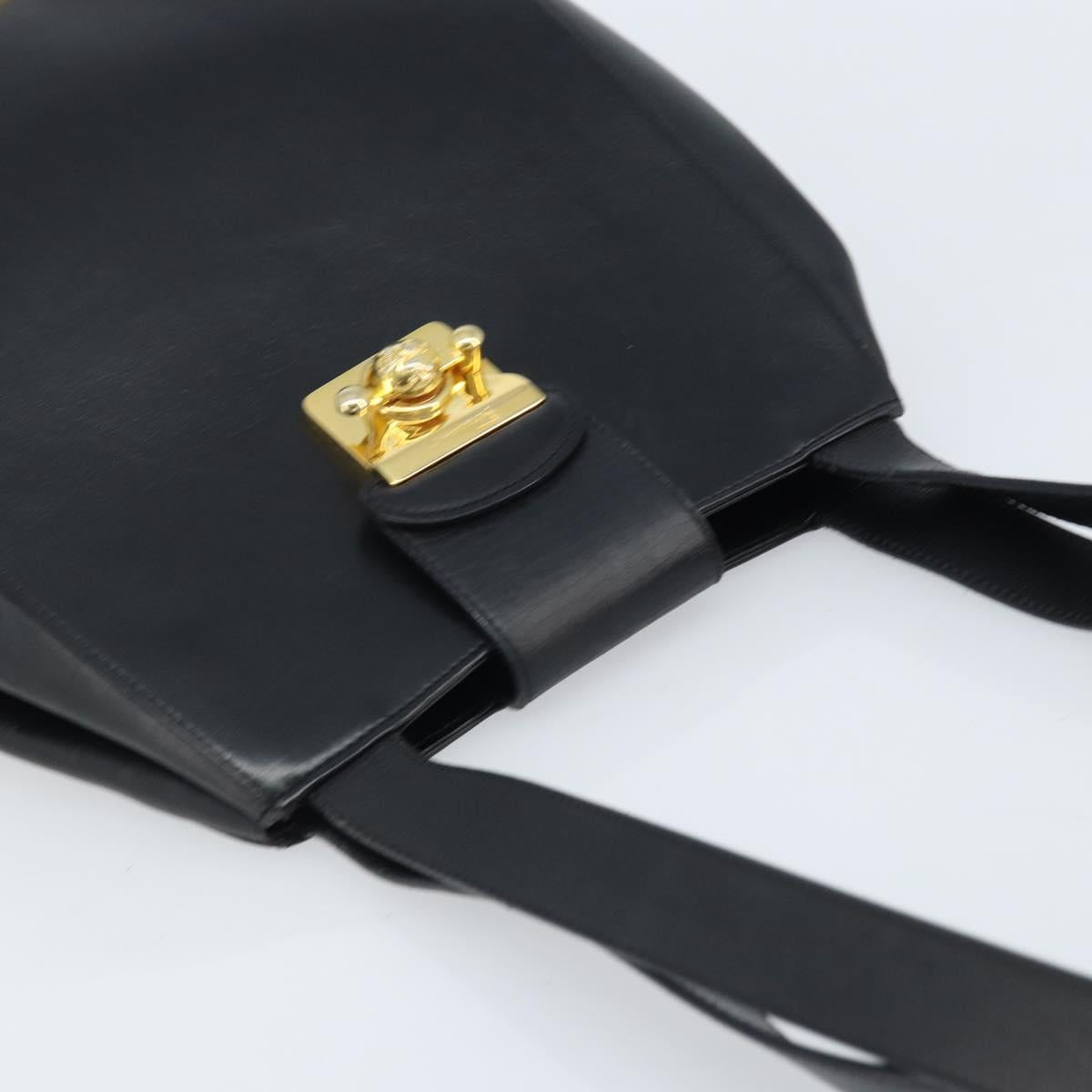 Salvatore Ferragamo Shoulder Bag Leather Black Gold Auth ka3137A