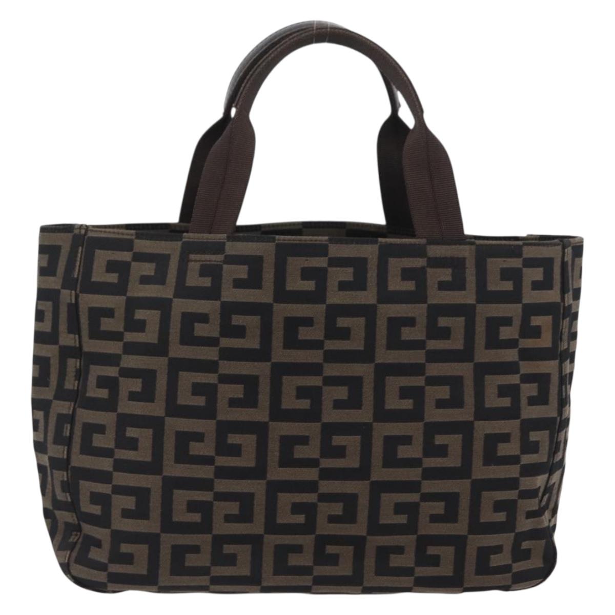 GIVENCHY Hand Bag Canvas Black Brown Auth ka3138