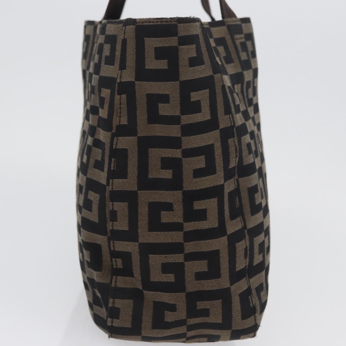 GIVENCHY Hand Bag Canvas Black Brown Auth ka3138